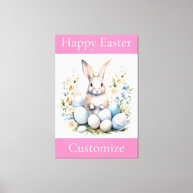 Happy Easter Bunny Basket Thunder_Cove Canvas Print (Front)