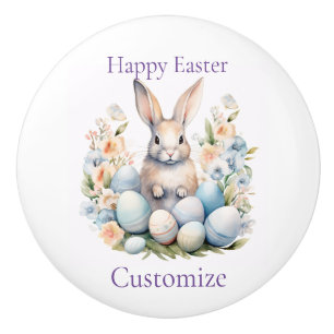 Happy Easter Bunny Basket Thunder_Cove Ceramic Knob