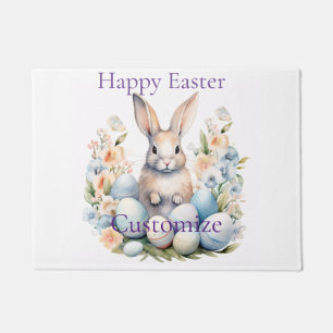 Happy Easter Bunny Basket Thunder_Cove Doormat