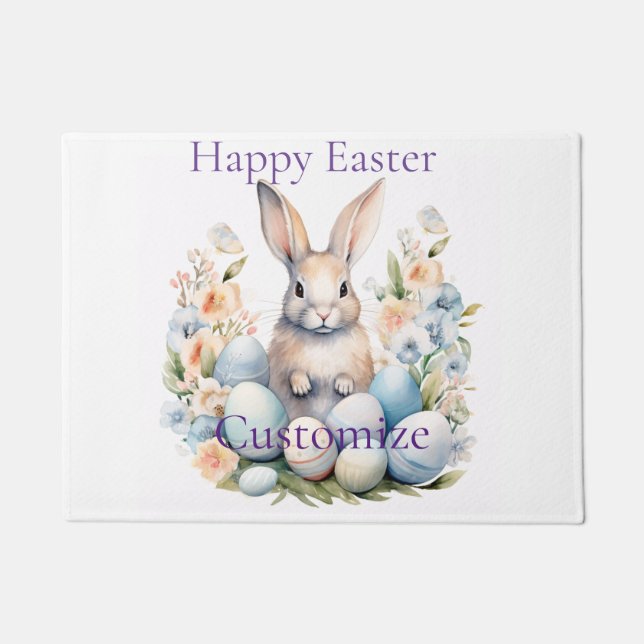 Happy Easter Bunny Basket Thunder_Cove Doormat (Front)