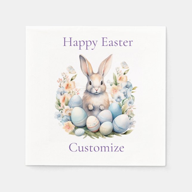 Happy Easter Bunny Basket Thunder_Cove Napkin (Front)