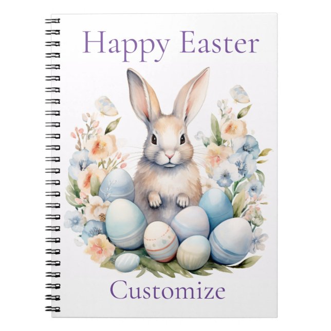 Happy Easter Bunny Basket Thunder_Cove Notebook (Front)