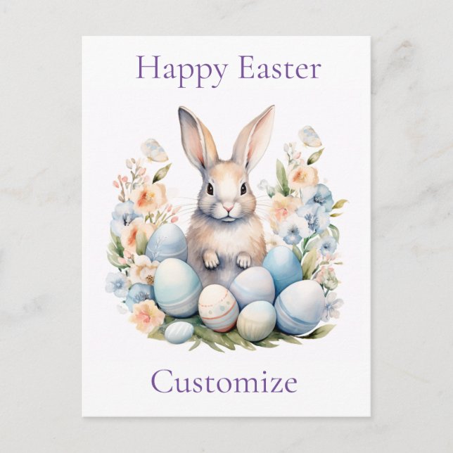 Happy Easter Bunny Basket Thunder_Cove Postcard (Front)