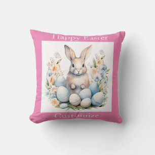 Happy Easter Bunny Basket Thunder_Cove Throw Pillow