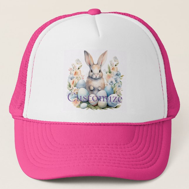 Happy Easter Bunny Basket Thunder_Cove Trucker Hat (Front)