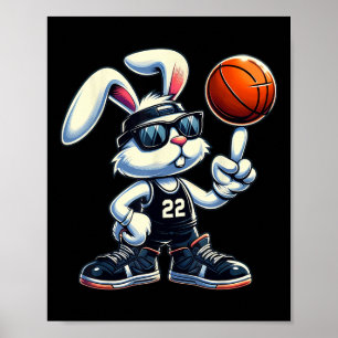 Happy Easter Bunny Basketball Kids Boys Sport Love Poster