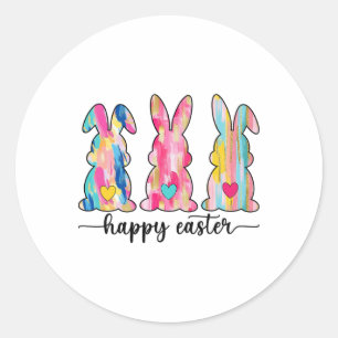 Happy Easter Bunny Brushstroke Easter  Classic Round Sticker