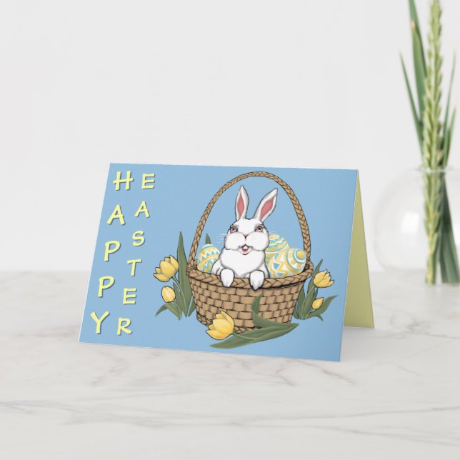 Happy Easter Bunny Card Custom or Blank Card (Front)