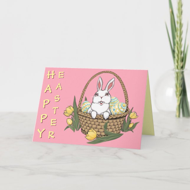 Happy Easter Bunny Card Custom or Blank Card (Front)
