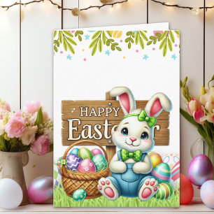 HAPPY EASTER Bunny Card – Custom Text Available