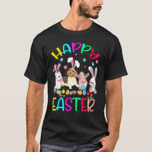 Happy Easter Bunny Cat Beagle Gnomes Matching Kids T-Shirt