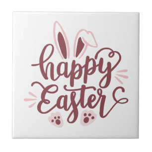 Happy Easter Bunny Ceramic Tile – Cute Spring Home