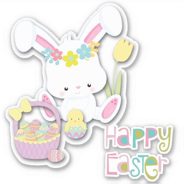 Happy Easter Bunny, Chick, and Basket (Front)