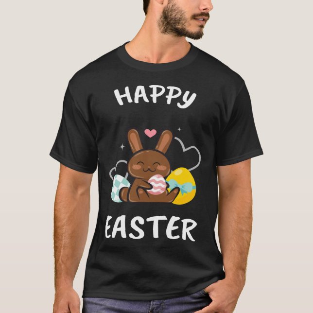 Happy Easter Bunny Chicks Egg Hunting Cute Cool T-Shirt (Front)
