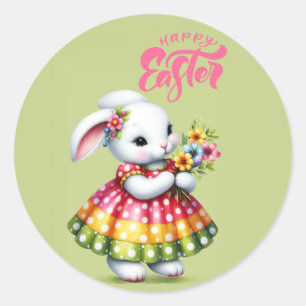 Happy Easter Bunny Classic Round Sticker
