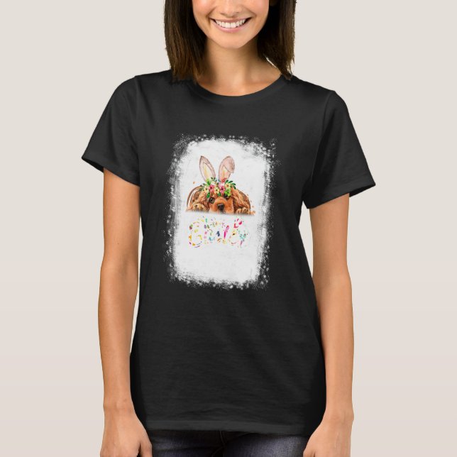 Happy Easter Bunny Cocker Spaniel With Easter Eggs T-Shirt (Front)