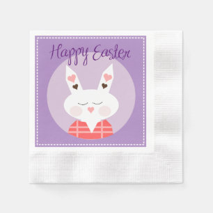 Happy Easter Bunny Coined Cocktail Paper Napkin