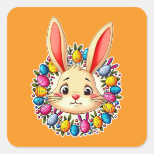 Happy Easter Bunny – Colorful Spring - Autocolante Square Sticker