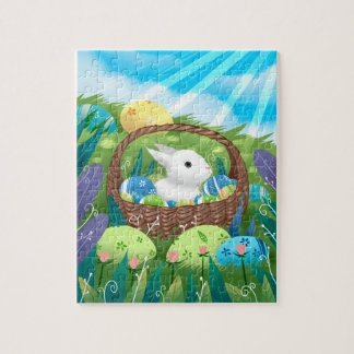 Happy Easter Bunny Colourful Decorated Eggs Jigsaw Puzzle