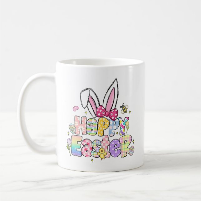 Happy Easter Bunny Colourful Spring Coffee Mug (Left)