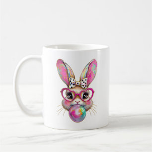 Happy Easter Bunny Coquette Bow Brushstroke Easter Coffee Mug