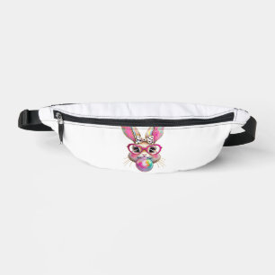 Happy Easter Bunny Coquette Bow Brushstroke Easter Fanny Pack