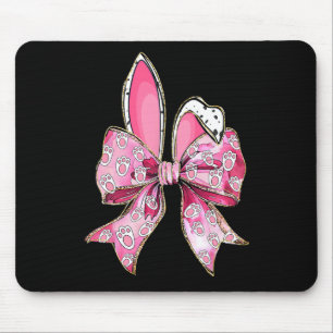 Happy Easter Bunny Coquette Bow Ears Girls Teen Wo Mouse Pad