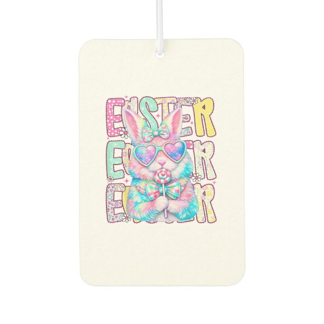 Happy Easter Bunny Coquette Bow Preppy Easter Day  Air Freshener (Front)