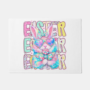 Happy Easter Bunny Coquette Bow Preppy Easter Day  Doormat