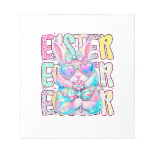 Happy Easter Bunny Coquette Bow Preppy Easter Day  Notepad