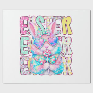 Happy Easter Bunny Coquette Bow Preppy Easter Day  Wrapping Paper