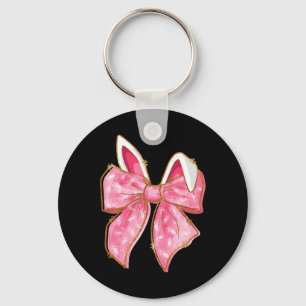 Happy Easter Bunny Coquette Bow Rabbit Ears Women Keychain