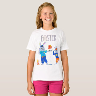 "Happy Easter" Bunny Crossing Stop Sign  Fun  T-Shirt