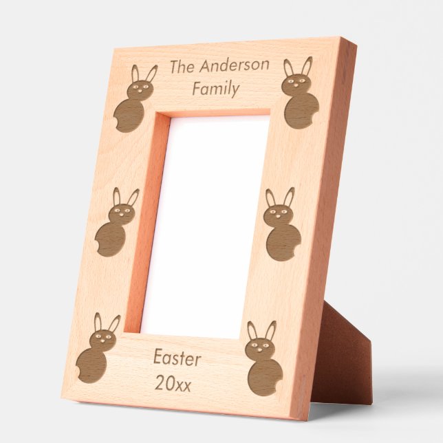 Happy Easter Bunny Custom Family Name Etched Frames (Left)