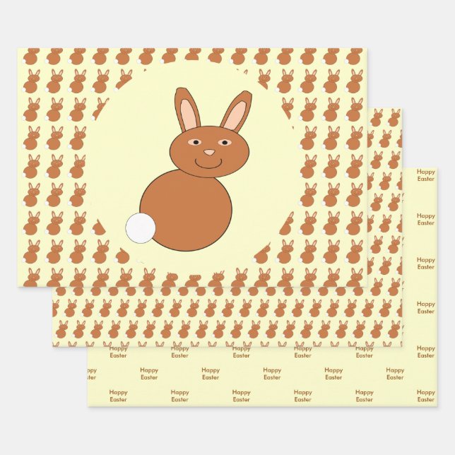 Happy Easter Bunny Custom Wrapping Paper Sheet (Set)