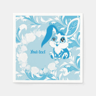 Happy Easter Bunny Cute Blue Kawaii Napkin