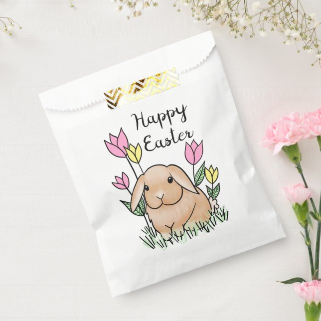 Happy Easter Bunny Cute Spring Flowers Favour Bag (Sealed)