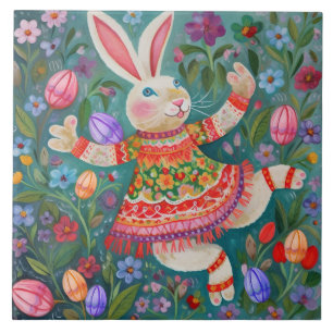 Happy Easter Bunny Dance Tile