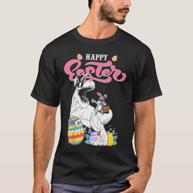 Happy Easter Bunny Dinosaur Egg Rabbit Ears Costum T-Shirt (Front)