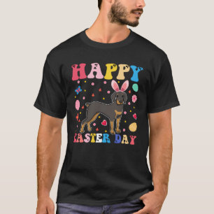 Happy Easter Bunny Doberman  Easter Day Groovy T-Shirt