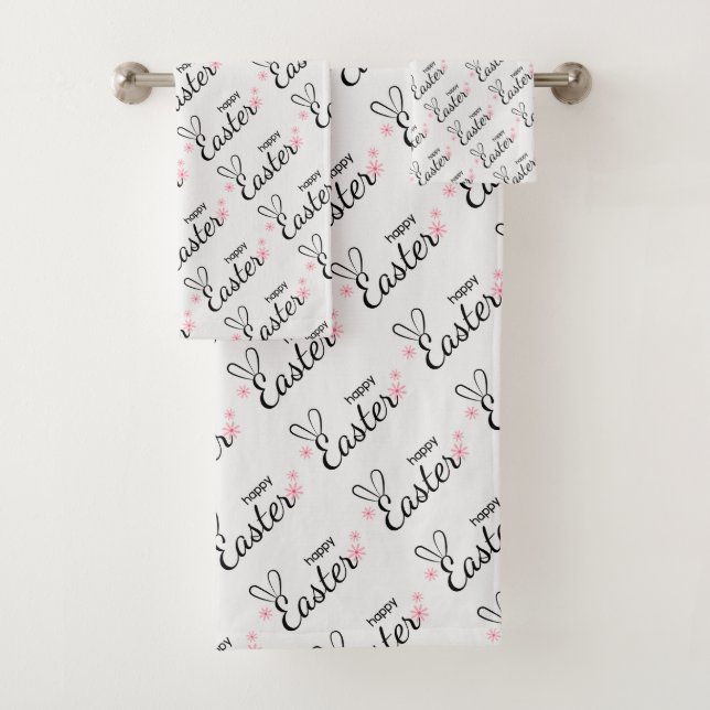 Happy Easter Bunny Ears Bath Towel Set (Insitu)