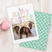 Happy Easter Bunny Ears Modern Typography Photo 