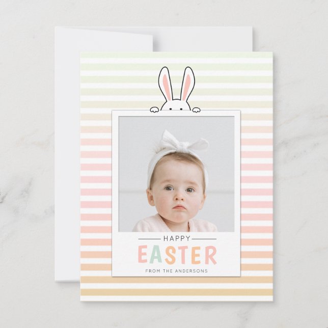 Happy Easter Bunny Ears Photo Holiday Card (Front)