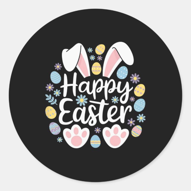 Happy Easter Bunny Easter Egg Hunt Squad Easter Wo Classic Round Sticker (Front)