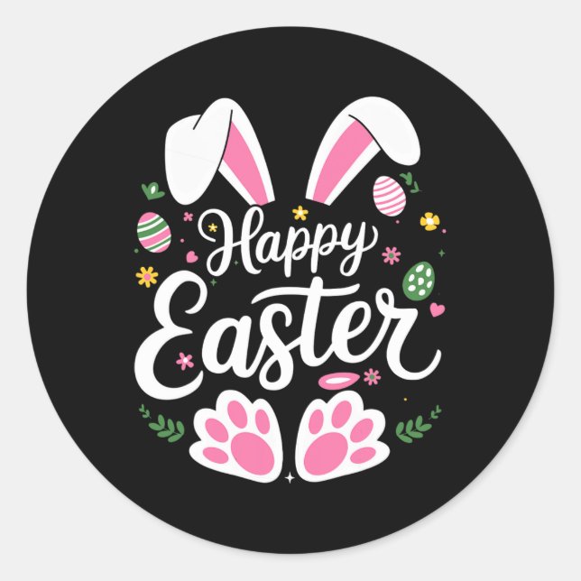 Happy Easter Bunny Easter Egg Hunt Squad Easter Wo Classic Round Sticker (Front)