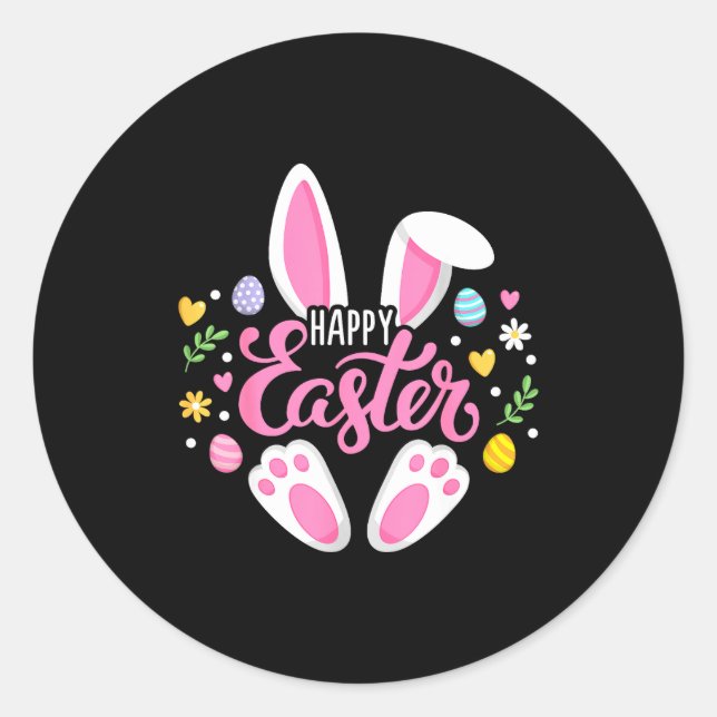 Happy easter bunny easter egg hunt squad easterHap Classic Round Sticker (Front)