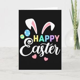 Happy Easter Bunny Easter Eggs Rabbit Ears Womens Card
