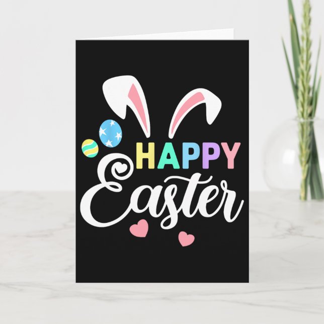 Happy Easter Bunny Easter Eggs Rabbit Ears Womens  Card (Front)