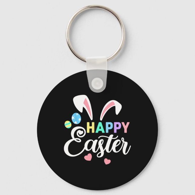Happy Easter Bunny Easter Eggs Rabbit Ears Womens  Keychain (Front)