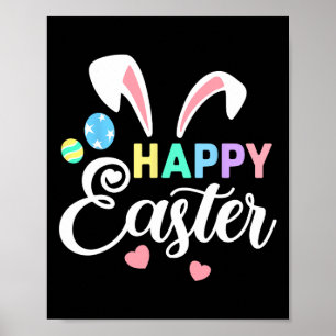 Happy Easter Bunny Easter Eggs Rabbit Ears Womens  Poster